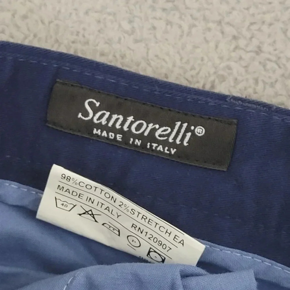 Santorelli Mens Luigi Pants Size 40x30  Blue Chino Stretch Made In Italy  27PT - Picture 4 of 7